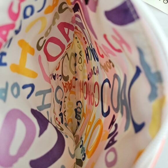 NWT Coach Beach Crossbody Multicolor Stripe Fabric Leather Trim F42622 - Picture 7 of 8